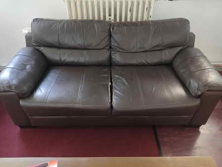 Photo of free Brown leather sofa couch (London EC2A) #1