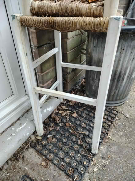 Photo of free 2 Wooden Stools With Wicker Seats (Matlock DE4) #1