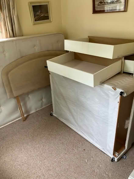 Photo of free Double bed with mattress and its headboard. 4 useful drawers (Crosspool S10) #4