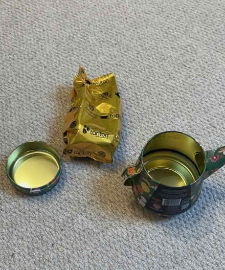 Photo of free Tea pot shaped tea caddy with fruit green tea packet (Bampton OX18) #1
