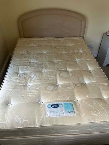 Photo of free Double bed with mattress and its headboard. 4 useful drawers (Crosspool S10) #2