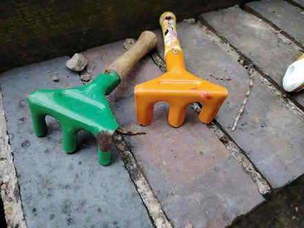 Photo of free 2 cute children's gardening rakes (Matlock DE4) #1
