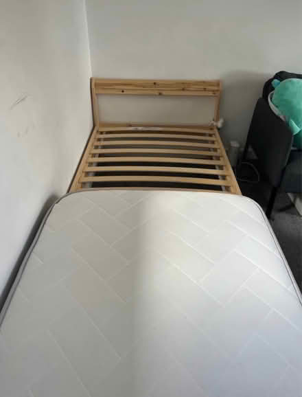Photo of free IKEA single wooden bed and mattress (S6) #1