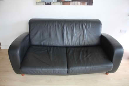 Photo of free Black Leather Sofa – Good Condition (SE5) #1