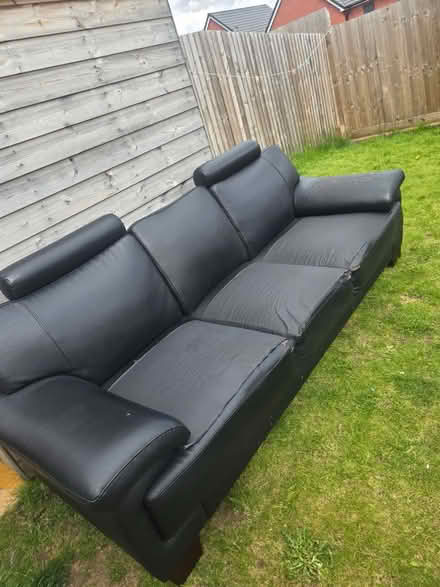 Photo of free Black 3 Seater Leather Sofa (Wolverhampton WV10) #1