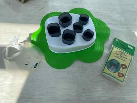 Photo of free Cat activity biscuits container, cat collar & litter bags (West Norwood SE27) #1