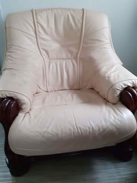 Photo of free Leather and wood armchair (Birkenshaw G71) #2