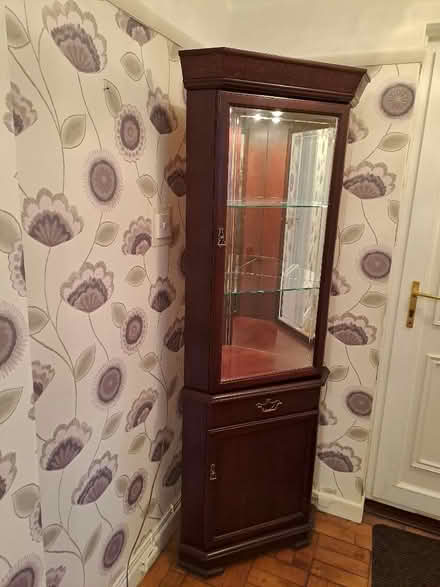 Photo of free Mahogony corner display cabinet (Harefield SO19) #1
