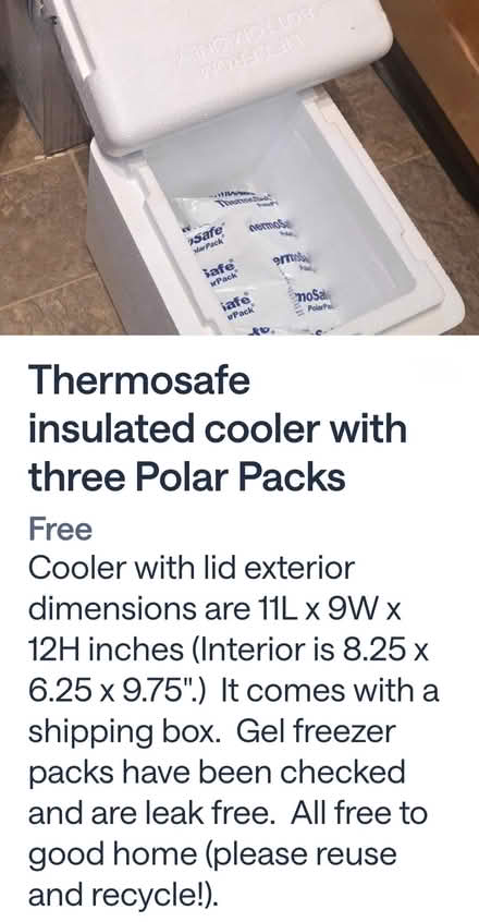 Photo of free Cooler and gel packs (Huntington) #1