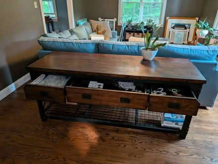 Photo of free Wood and metal console table (Chester Springs) #2