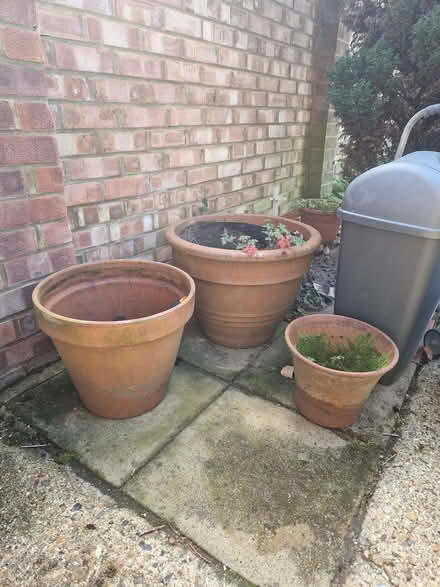 Photo of free Stone planters and terracotta pots and bench (Englefield Green TW20) #1