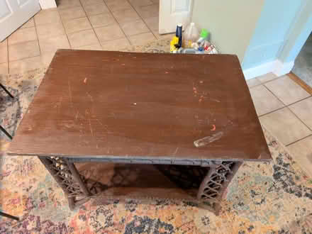 Photo of free Wood and wicker table (Chester Springs) #2
