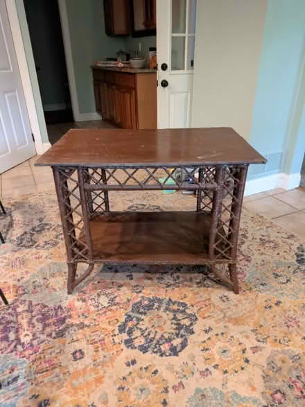 Photo of free Wood and wicker table (Chester Springs) #1