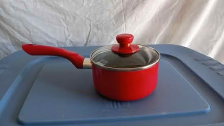 Photo of free Little red saucepan with glass lid (Villages of Rolesville) #1
