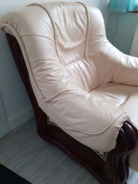 Photo of free Leather and wood armchair (Birkenshaw G71) #1