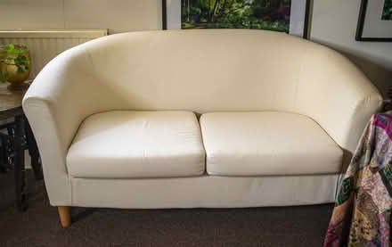 Photo of free Small sofa, with a fire label. (Alfrick WR6) #1