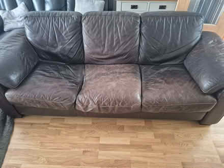 Photo of free Brown leather sofa (Earnshaw Bridge PR25) #1