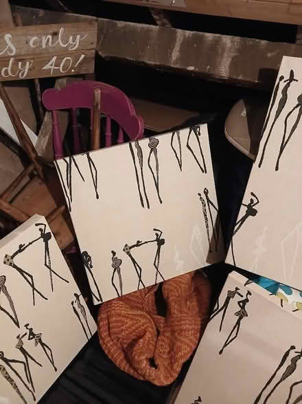 Photo of free Fabric covered canvases x 5 (Lowedges S8) #2