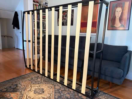 Photo of free Wood bed frame and fabric headboard (Silver Spring) #1