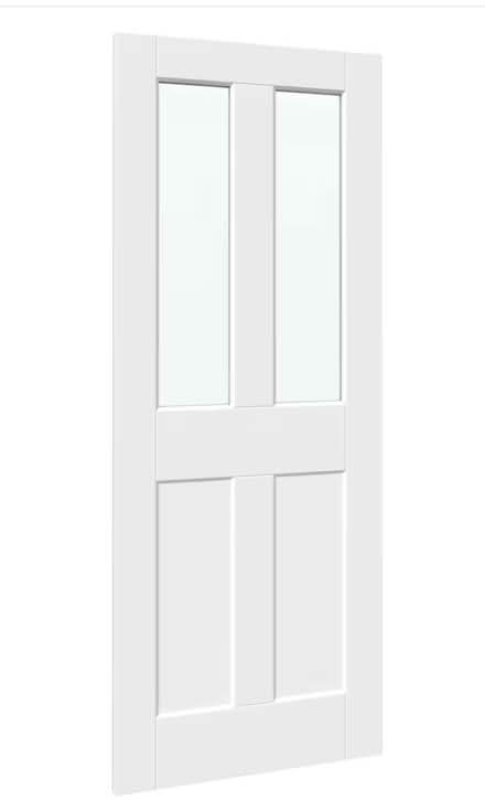 Photo of free White Smooth Flat 4 Panel Clear Glass Internal Doors (Herne Hill SE21) #1