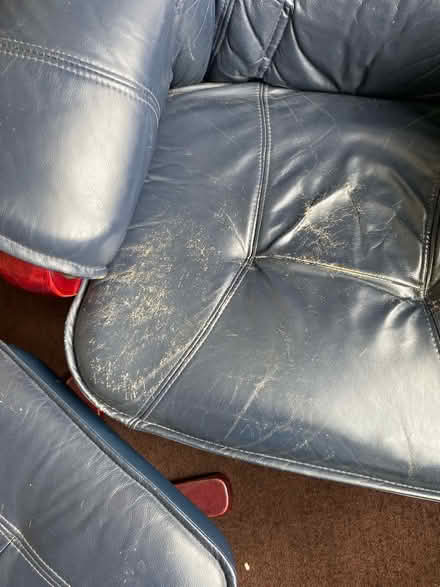 Photo of free Blue leather chair and stool (Bearsden G61) #2