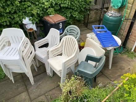 Photo of free Plastic garden chairs and tables. (Pannal HG2) #2
