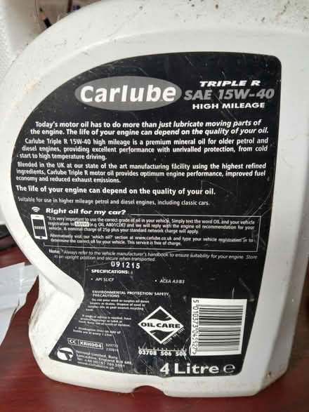 Photo of free Motor oil - Carlube 15W-40 (Heeley, S2) #3