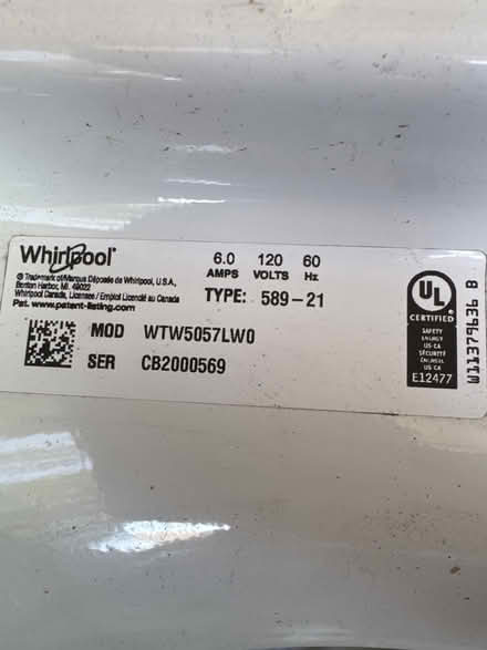 Photo of free 2023 Whirlpool Washer (South side; King’s Crossing) #2
