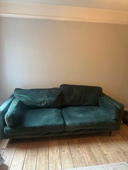 Photo of free Velvet Green Dunelm sofa (Biggleswade SG18) #3