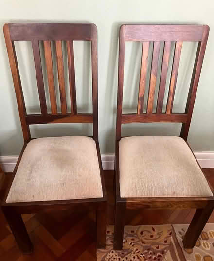 Photo of free Two dark wood dining chairs (Birchgrove CF14) #1