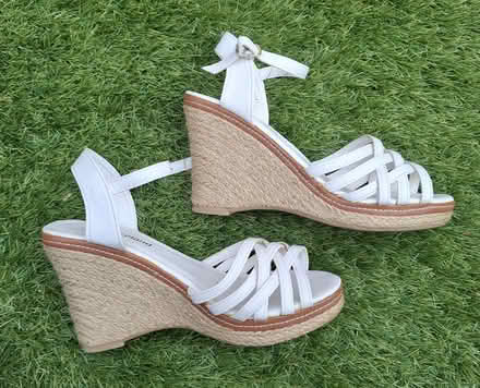 Photo of free Womens white wedge sandals size 4 (Boughton Monchelsea ME17) #1