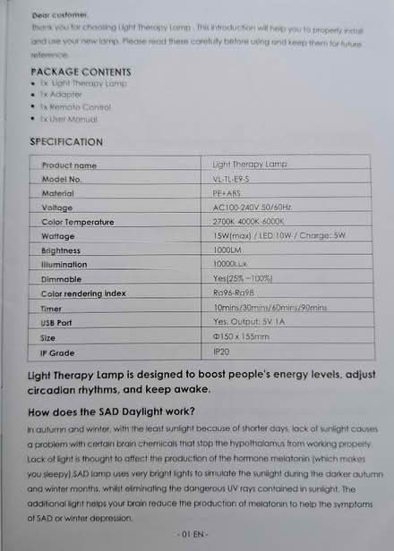 Photo of free SAD light therapy lamp (Boughton Monchelsea ME17) #3