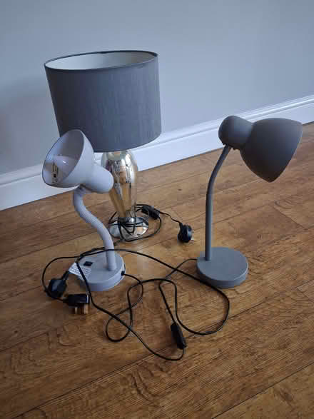 Photo of free 3 Table lamps grey silver (Town Centre SG5) #1