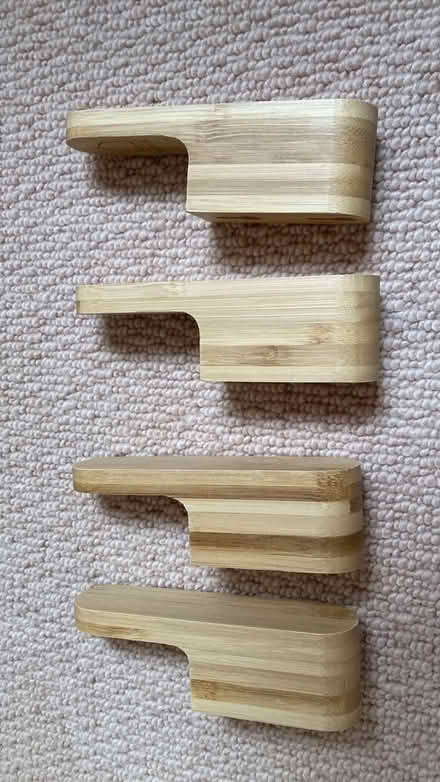 Photo of free 4x wood/bamboo coat hooks from Dunelm Mill, new (Broughton Street EH3) #1