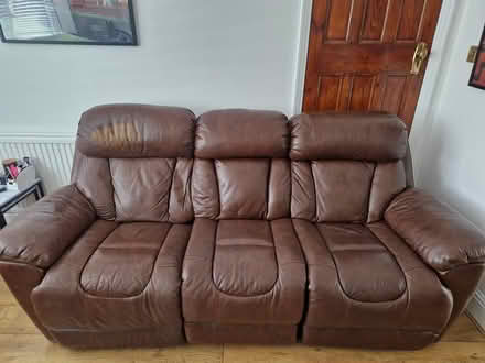 Photo of free brown leather recliner sofa (Ct11 8be) #2