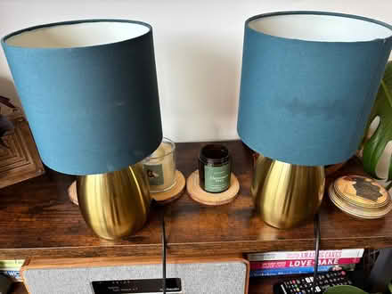 Photo of free Gold and teal bedside lamps (AL7 Welwyn garden city) #2