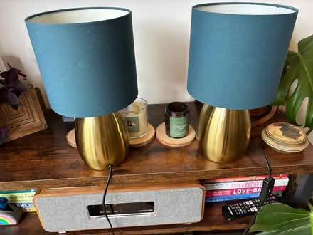 Photo of free Gold and teal bedside lamps (AL7 Welwyn garden city) #1