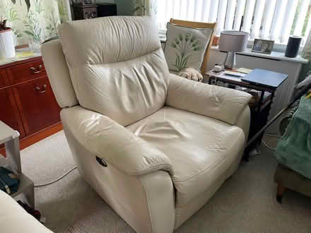 Photo of free Cream Leather Recliner Chair (Hall End MK45) #1