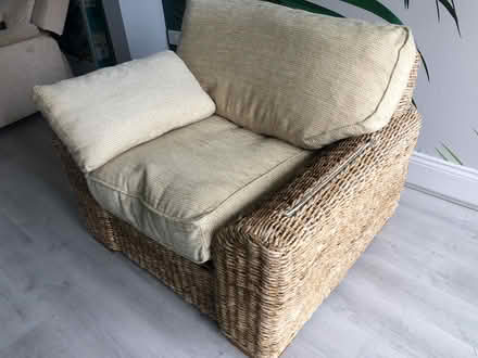 Photo of free large wicker chair with one armrest (Haslucks Green B90) #1