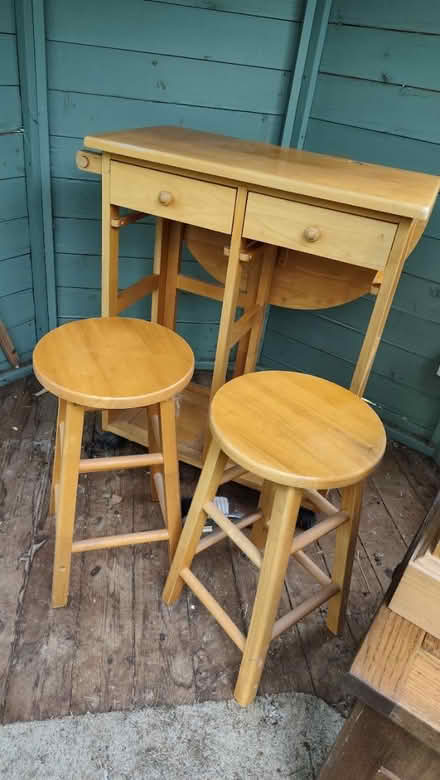Photo of free Fold out table 2xstow away stools (Wessex Road SN14) #4