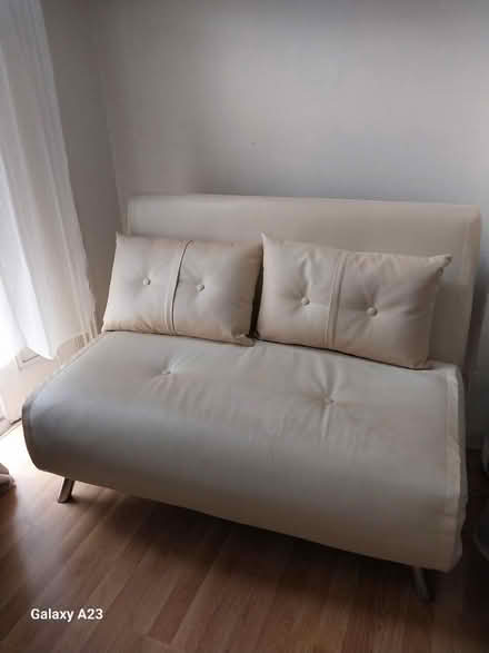 Photo of free 2 seater white faux futon couch (Bayswater W2) #2