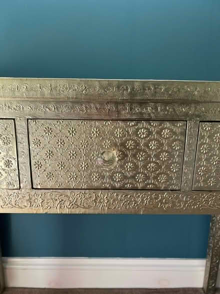 Photo of free Embossed metal plated Console / Dressing table two drawers (Haldens AL6) #1