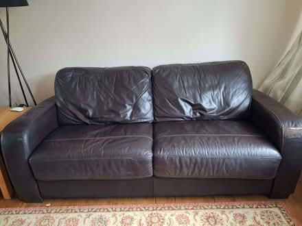 Photo of free Brown leather sofabed (Bishop's Stortford CM23) #1