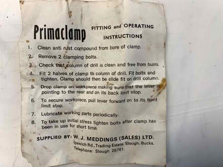 Photo of free Clamps for a pillar drill (Donnington RG14) #3