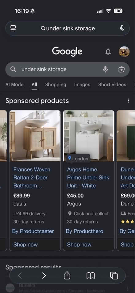 Photo of under sink storage (SE17) #1