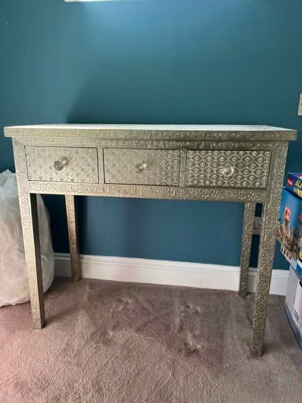 Photo of free Embossed metal plated Console / Dressing table two drawers (Haldens AL6) #4