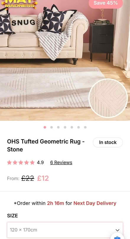Photo of free Tufted Geometric Rug - Stone (Figge's Marsh SW17) #2