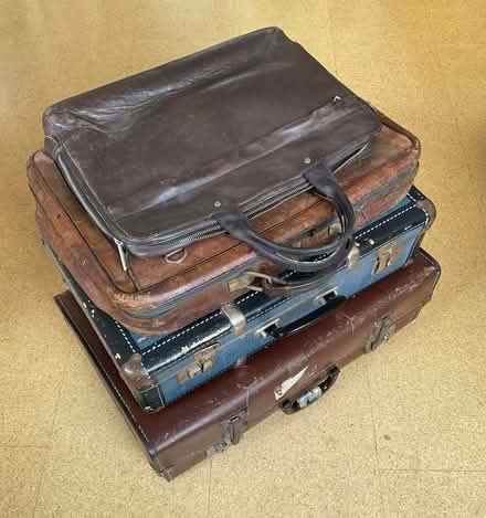 Photo of free Heirloom luggage: 2 leather bags, 2 board suitcases (Newington Green N5) #1