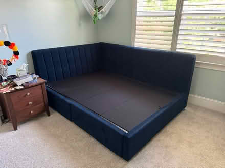 Photo of free Upholstered bedframe (Downtown Cary) #1