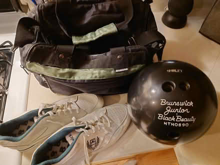 Photo of free Brunswick Bowling ball, shoes, bag (Lancaster) #1